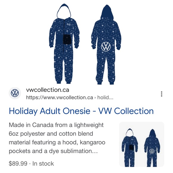 Volkswagen VW Collection Holiday Adult Onesie Size Men’s Large - Picture 2 of 5